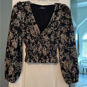 The Reset Black and Cream Floral Blouse